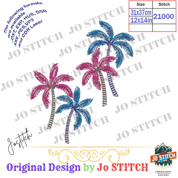 Palm Trees Embroidery: A Symbol of Tranquility and Beauty - Image 2