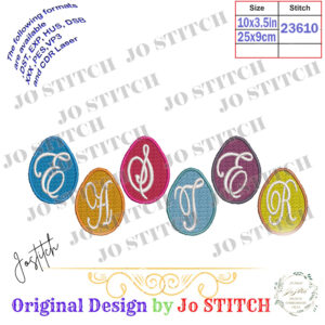 EASTER Appliqué Embroidery Design – Colorful Monogram Eggs – Digital File