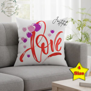 “Love Embroidery Design – Romantic Script with Hearts, 4 Sizes Digital Download for DIY Crafts & Appliqué”