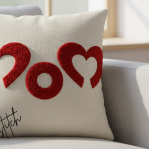 Chenille MOM Heart Embroidery Design – Varsity Style, 4 Sizes (Digital File)