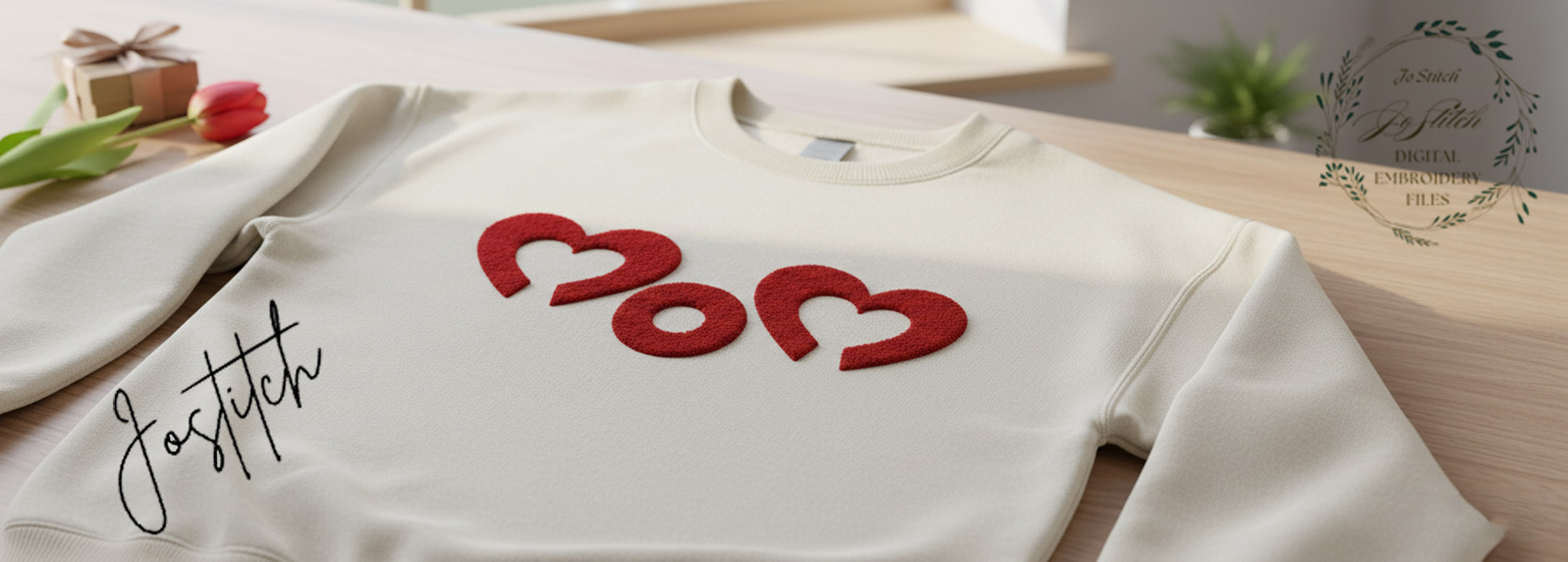 Chenille MOM Heart Embroidery Design – Varsity Style, 4 Sizes (Digital File) - Image 5