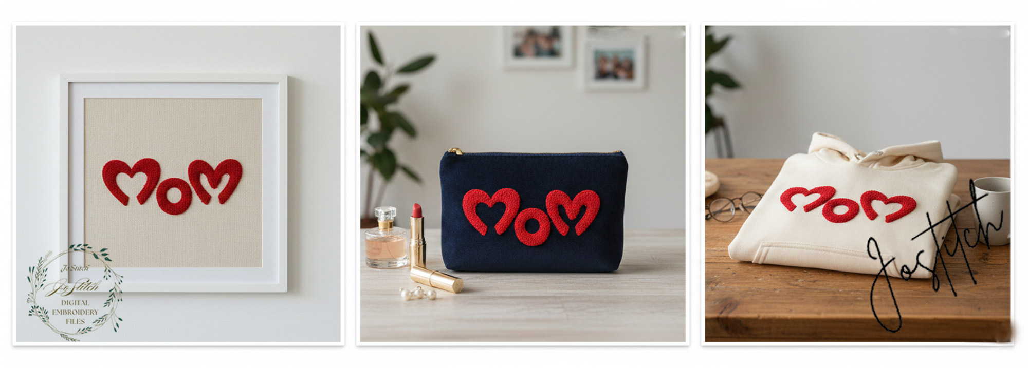 Chenille MOM Heart Embroidery Design – Varsity Style, 4 Sizes (Digital File) - Image 6