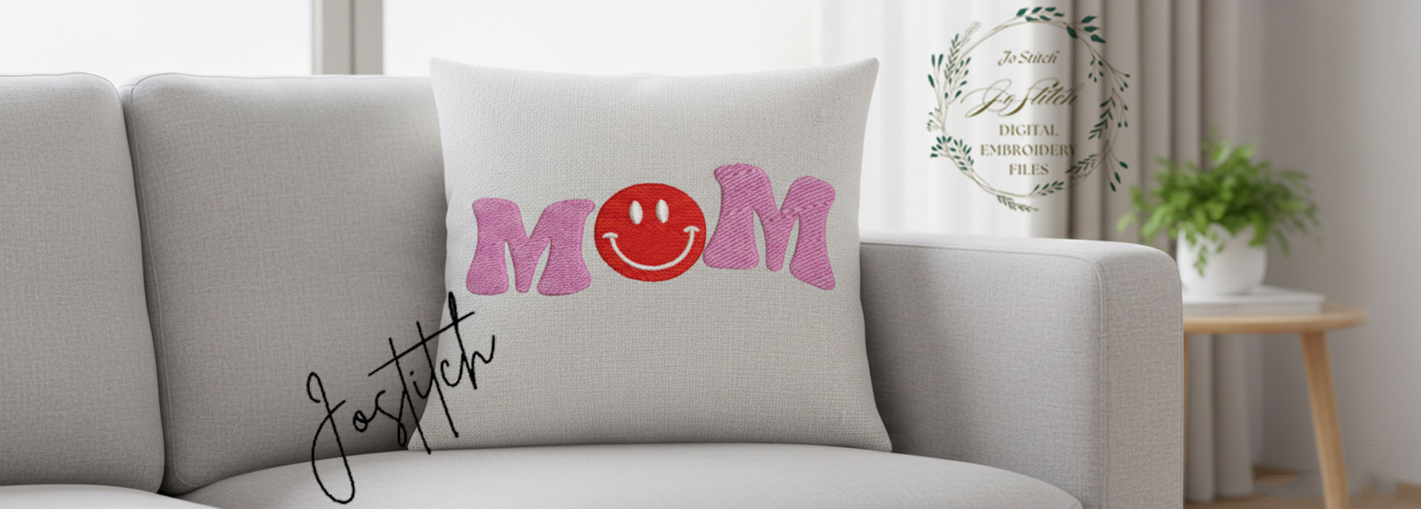 Mom Smiley Face Embroidery Design - Retro Groovy Mother's Day Digital File - Image 4