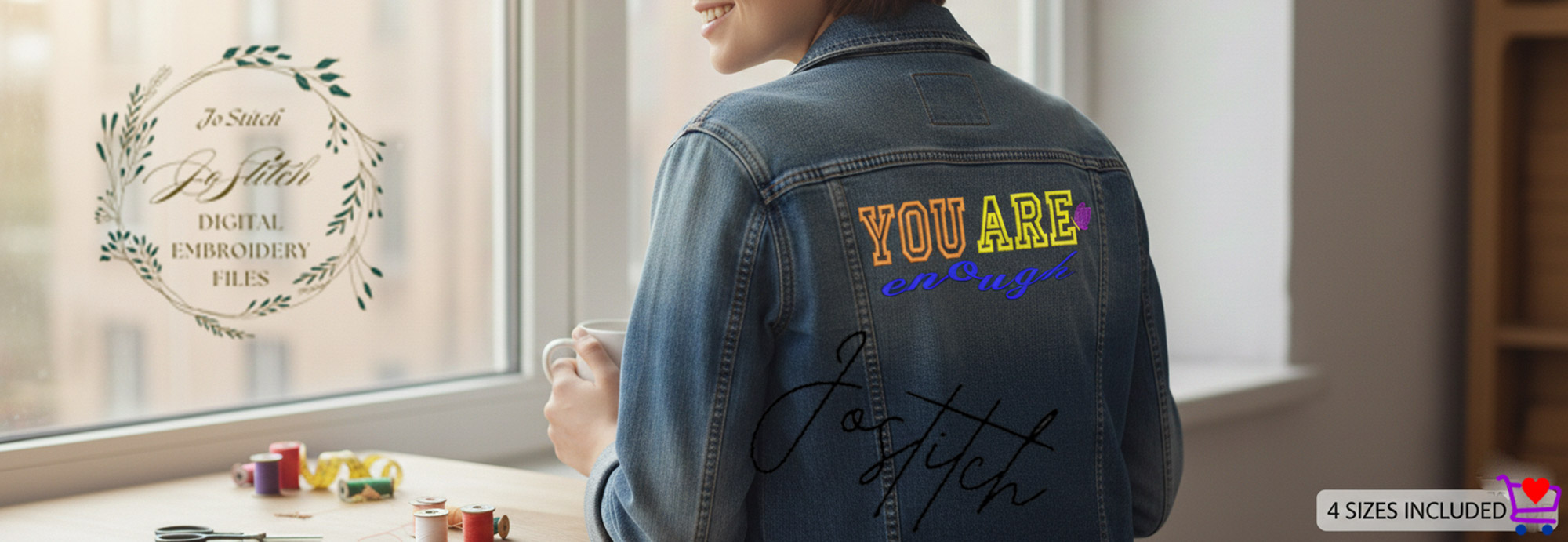 You Are Enough Varsity Embroidery Design | Inspirational Quote | Instant Digital Download | PES, DST, JEF - Image 6