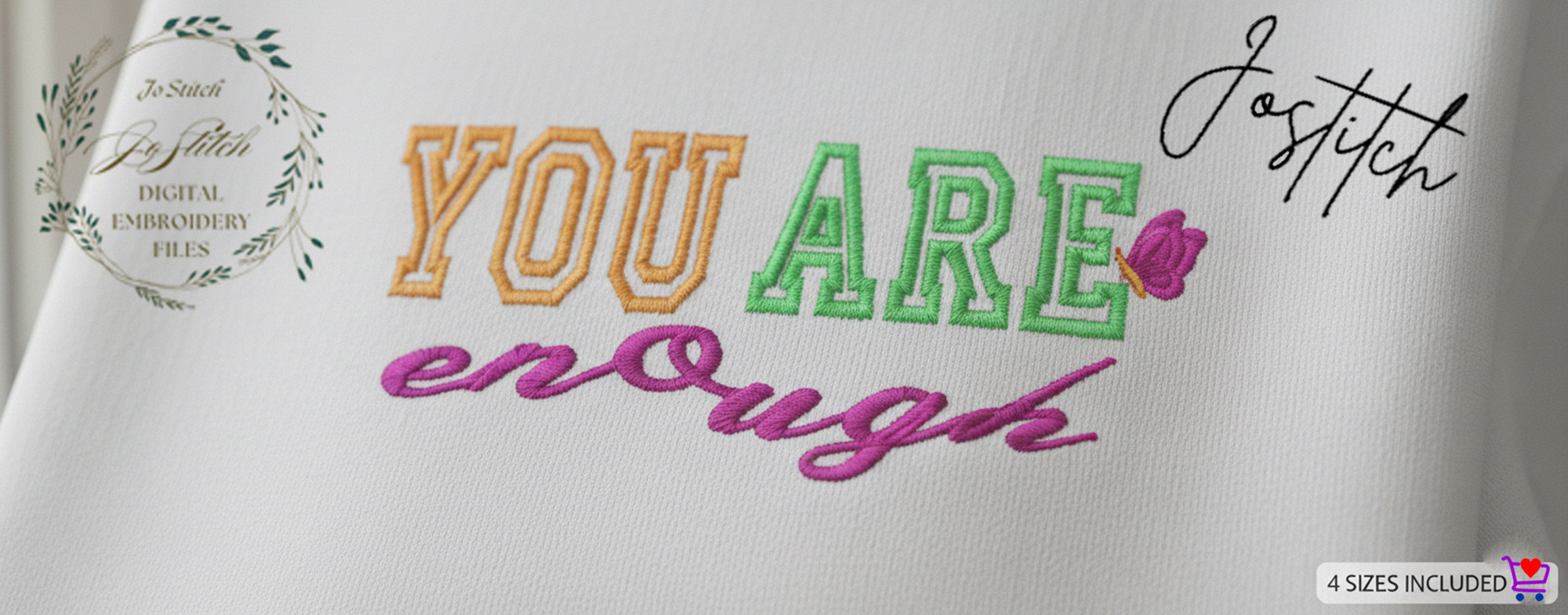 You Are Enough Varsity Embroidery Design | Inspirational Quote | Instant Digital Download | PES, DST, JEF - Image 2