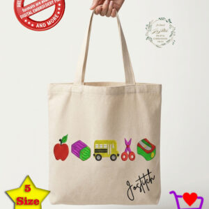 School Embroidery Design Bundle | Apple, School Bus, Scissors & Sharpener| Back to School Machine Embroidery Files | PES dst EXP jef VP3 HUS