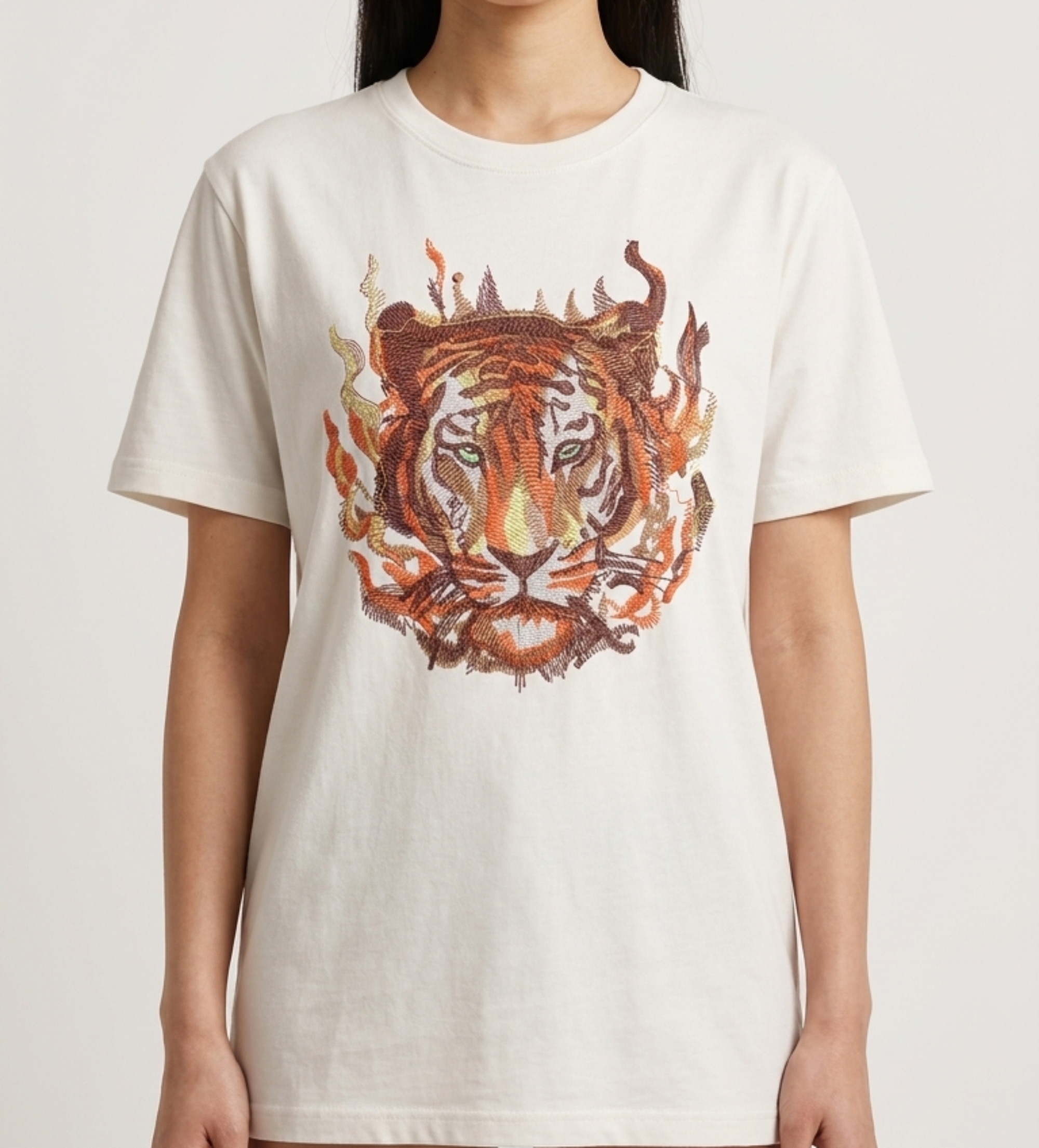 Tiger Embroidery Design | Realistic Tiger Face Machine Embroidery | Wildlife Animal Embroidery | Detailed Tiger Design | 5 Sizes 8 Formats | 7 Colors - Image 2